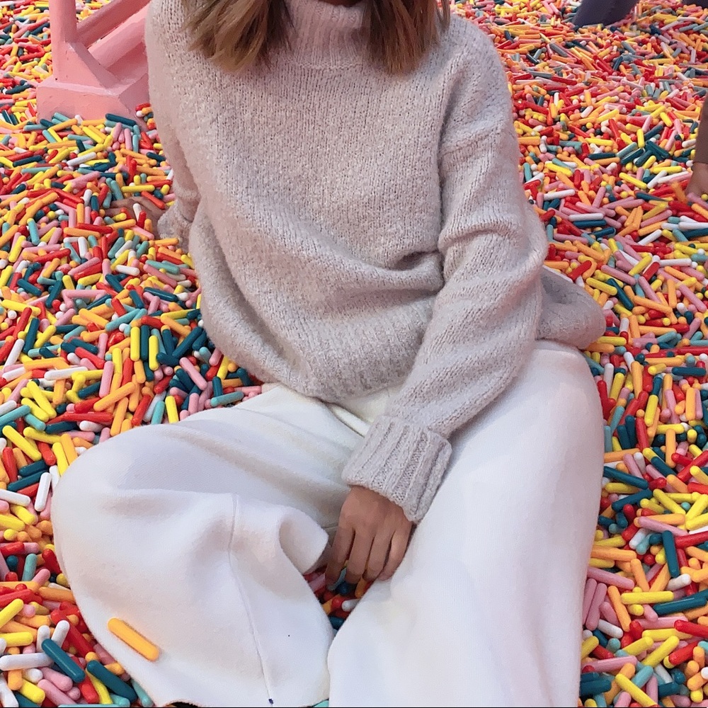 Cream knit turtle neck sweater
